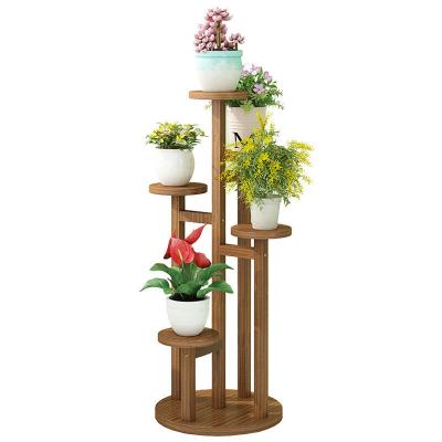 China Europe 3 4 5 6 Layers Flower Pot Plant Stand Organizer Modern European Shelf Display Rack Solid Wood Plant Shelf for sale