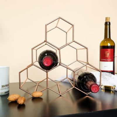 China Kitchen Storage Metal Wine Rack Table Top Bottle Holder Wire Wine Holder Rack Kitchen Dinning Room Hotel Cabinet Display for sale