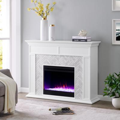 China Convertible Freestanding Decor Electric Fireplaces Mantels Indoor French Style Wooden Frame Decorative Electric Fireplace With Mantel for sale