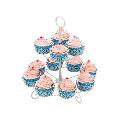 China New Design Double Layers Cupcake Stand Holder Viable Cupcake Show 12 Pieces Cupcake Capacity for sale