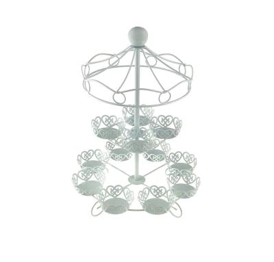 China New Design Viable Iron Charmed Carousel Cupcake Stand Cupcake Stand For 12Pcs Cupcakes for sale