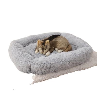 China Hot Sale Breathable Nest Plush Faux Fur Square For Cat Bed Luxury Cat Bed Washing Cat And Dog Calming Mechanical Pet Dog Bed for sale