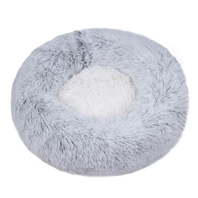 China Mechanical Washing Hot Sale Pet Supplies Washable Cat Novelty Round Plush Faux Fur Dog Sofa Dog Bed House for sale