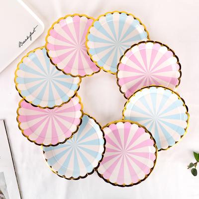 China Hot Sale Eco-friendly Disposable 7 Inch And 9 Inch Birthday Paper Set Disposable Paper Cup Paper Plate Napkin Disposable Tableware for sale