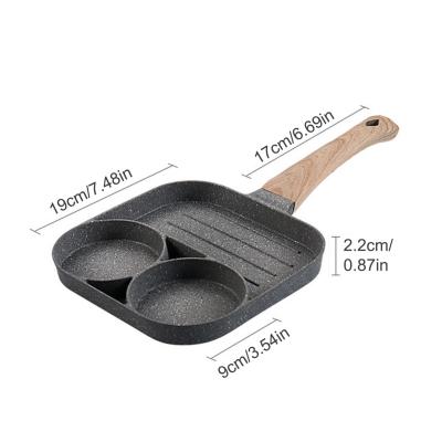 China Minimalist Three In One Egg Cake Pan Skillet Frying Pan Non Stick Medical Stone Skillet for sale