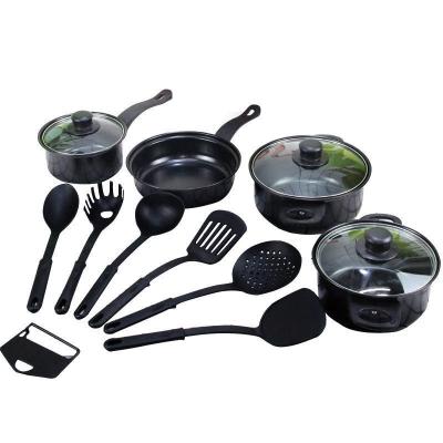 China Morden Luxury Ready To Ship Non Stick Iron Non Stick Cooking Tools 13Pcs Pans Kitchen Set Wholesale Cookware for sale