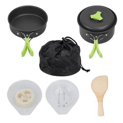 China Cookware Camping Outdoor Pot Set For 1-2 Person Camping Pot Set For Portable Alumina Pot Camping Cookware Set for sale