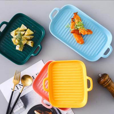 China Sustainable Hot Sale Housewares Wholesale Ceramic Microwave Oven Special Baking Plates Dishes and Tableware Baking Dishes for sale