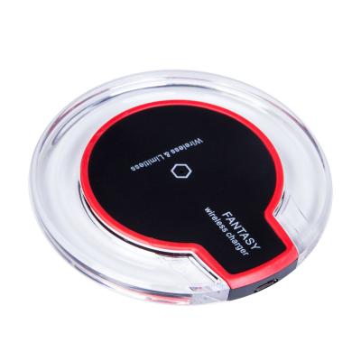 China Popular Fanshion Amazon Disk 5W Transparent Crystal Bottom Mobile Phone K9 Fast Charging Wireless Charger for sale