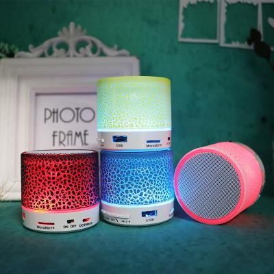 China Big Slot Amazon Colorful LED Light Wireless Luminous Portable Speaker Best Mini USB Speaker LED Wireless Card for sale