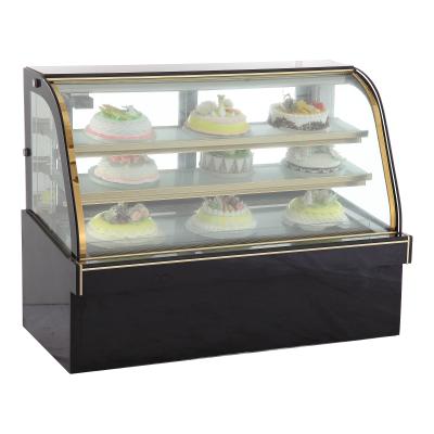 China Horizontal Single-temperature Safety Curved Air Cooling Glass Cake Display Commercial Showcase Refrigerator for sale