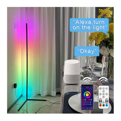 China Tuya Style Alexa With Google Home Modern Smart Life APP Control Dimmable Modern Popular Corner RGB LED Floor Lamp Smart Drop Shipping for sale