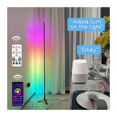 China Modern Drop Shipping Alexa With Google Home Modern APP Control Dimmable RGB LED Smart Corner Floor Lamp With Decorative Room for sale