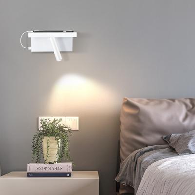 China Nordic Modern Bedroom Europe Bedside Indoor Mounted Modern Usb Charger Led Reading Light Wall Lamp With Wireless Charger for sale