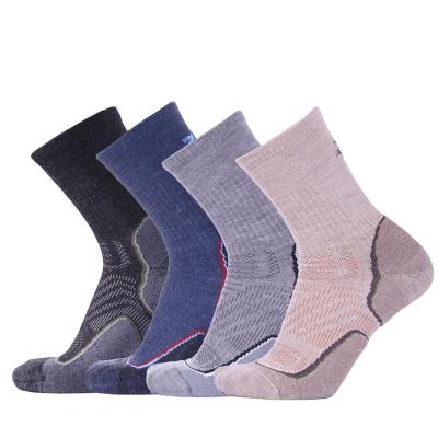 China Breathable Custom Design High Quality Merino Wool Cushioned Anti Slip Warm Outdoor Crew Hiking Socks For Men Women for sale