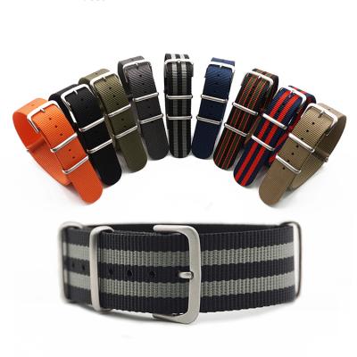 China Fashionable Custom Watch Strap NATO Single Pass Strap Ribbed Colors Nylon Zulu Seatbelt Custom NATO Watch Strap for sale