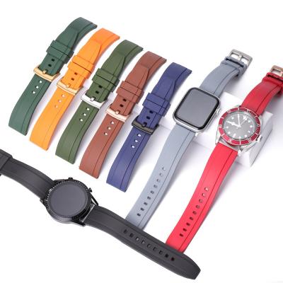 China Green Rubber Band Black Rubber Band Watch Strap 19mm 20mm 21mm 22mm Water Resistant Quality Fluoro Watch Strap With Quick Return Spring Bar for sale