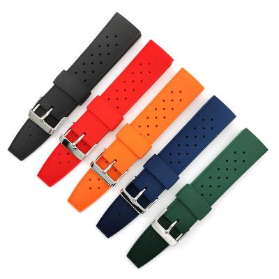 China 20mm Strap Quick Release Rubber Diver 22mm Tropical Diving Watch Rubber Bands Vulcanized FKM Tropical Rubber Strap For Rolex/Seiko for sale