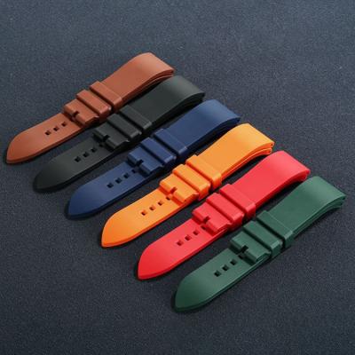 China Premium-grade Rubber Fluorine Rubber Watch Strap 20mm 22mm 24mm Quick Release Bar Silicone Rubber Watch Band Strap for sale