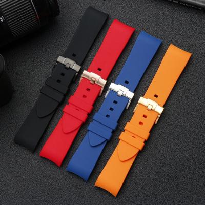 China End 20mm Silicone Cloth Curved Rubber Watch Bands For Omega-Watch AT150 Seamaster-007 For Seiko-Strap Brand Watch Band for sale