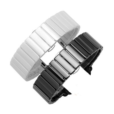 China Ceramic 42mm/38mm 40mm 44mm Luxurious Ceramic Butterfly Buckle Wrist Watch Band Apple Smart Watch Band for sale