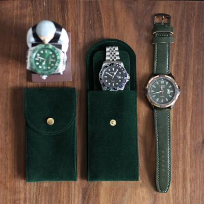 China Original Custom Protective Pouch Red Blue Green Watch Storage Bags With Seelve Velvert Luxury Watch Pouch for sale