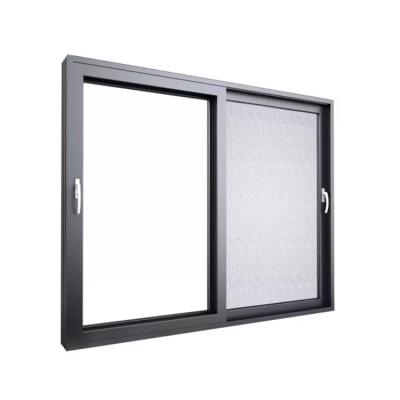 China Double Screen Magnetic Aluminum Alloy Slide Glass Insulated Window With Screen for sale