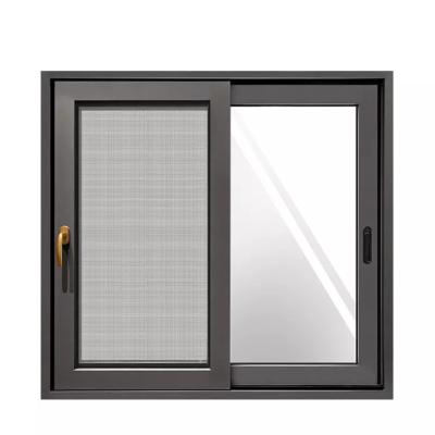 China Sliding Aluminum Alloy 3 Tracks Double Glass Sliding Window for sale