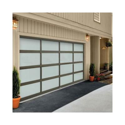 China Windproof Automatic Sectional Glass Panel Garage Door For Villas for sale