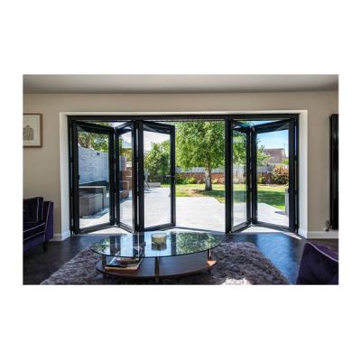 China Super Heat Insulation Aluminum Profile Large Double Glazed Glass Full View Folding Door for sale