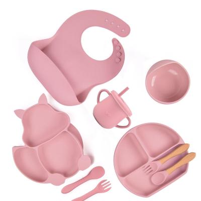 China BPA ECO Free Choose Baby Feeding Supplies Other Silicone Products Set Bibs Suction Bowls Dish Spoon Fork Training Waterproof Sippy Cup for sale