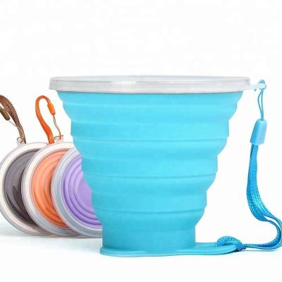 China Disposable Colorful Silicone Folding Telescopic Travel Collapsible Coffee Cup for sale