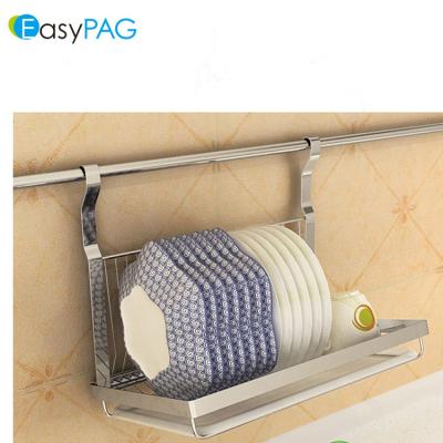 China EasyPAG Sliver Stainless Steel Dish Drainer Wall Rack Sustainable Wall Mounted Dish Rack Organizer for sale