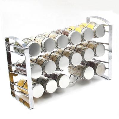 China Sustainable Tiered Wall Mounted Metal Spice Storage Hanging Rack For Kitchen for sale