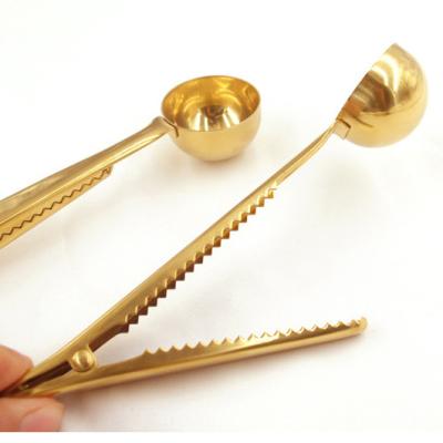 China Multi-fuctional Home Gold Metal Spring Clips Paper Clip Teaspoon with Spoon Metal Clips for Bags for sale