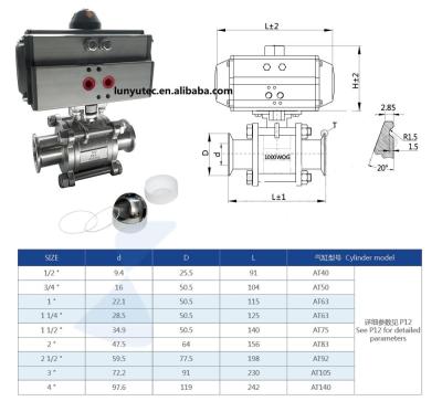 China General Sanitary Ball Valve With Pneumatic Actuator With Full PTFE for sale