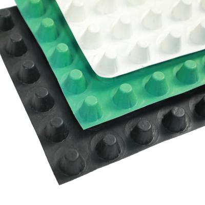 China 0.8mm - 2.0mm Plastic Dimpled Drainage Membrane Sheet HDPE Drain Board Membrane Te koop