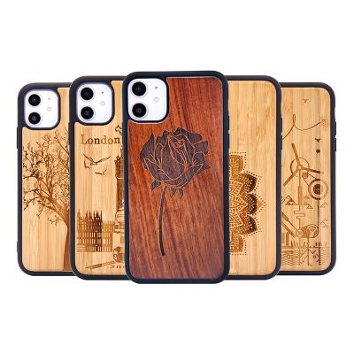 China Custom Bamboo Cell Phone Shockproof Engraved Wooden Mobile Phone Case For Engravable Laser White Iphone xr xs xs 11 12 13 pro max for sale