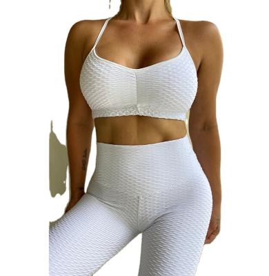 China Antibacterial Custom Fitness Antibacterial Workout Fitness Gym Sportswear OEM Women Yoga Wear Tights And Bra Two Piece Set for sale