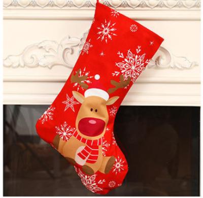 China New Popular Large Red Christmas Stocking Home Wall Christmas Tree Ornaments Christmas Bedside Gift Bag for sale