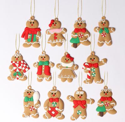 China Popular Border Exclusively for New Gingerbread Man DIY Christmas Tree Ornaments Snowflakes Garland Small Santa Claus Ornaments for sale