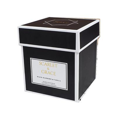 China High Quality Recycled Materials Black Candle Box Cardboard Paper Box Rigid Candle Gift Box With Lid for sale