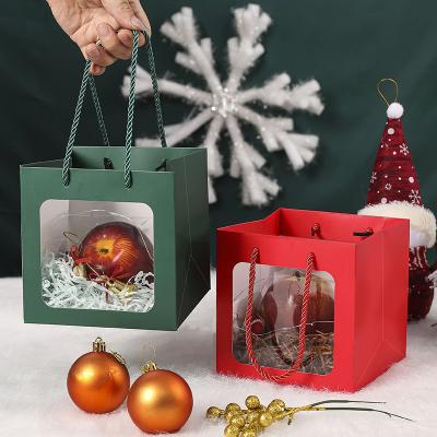 China High Quality Recycled Shopping Materials Paper Bag Logo Christmas Gift Box With Clear Custom Window for sale