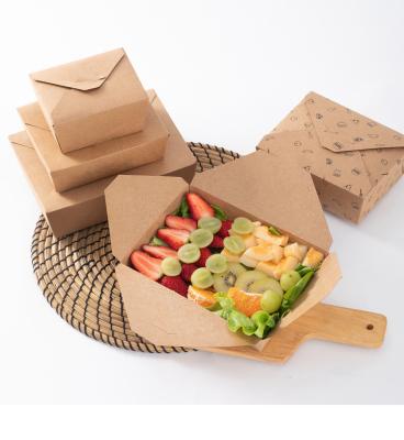 China Biodegradable Take Out Lunch Bento Boxes Paper Bento Box Disposable Fast Food Brown Eco Friendly Disposable Noodle Paper Box Lunch Wrapping Paper for sale