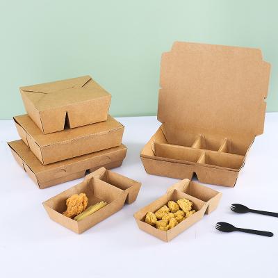 China Disposable Disposable To Go Boxes Made From Lunch Box Lunch Food Container Biodegradable Multigrid Paper Box For Fast Food for sale