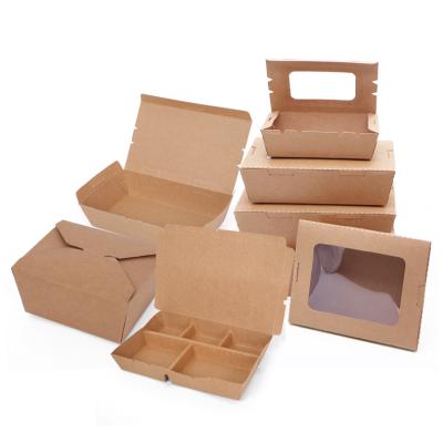 China Customized Disposable Printed Disposable Wrapping Paper Lunch Takes Out Packing Box Salad BBQ Food Container Take Out Paper Box For Fast Food for sale