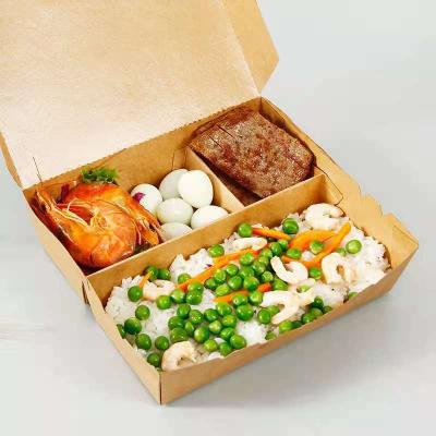 China Disposable Customized Disposable Take Out Folded 5 Compartment Paper Bento Meal Lunch Box For Fast Food Packaging for sale