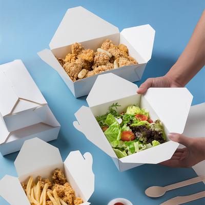 China Wholesale Disposable Biodegradable Salad Box Packing Container White Paper Disposable Food Bowl for sale