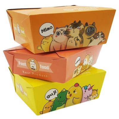 China New Customized Fast Food Popular Producer Disposable Kraft Paper Food Container Chicken Paper Caterer Fast Food Box for sale