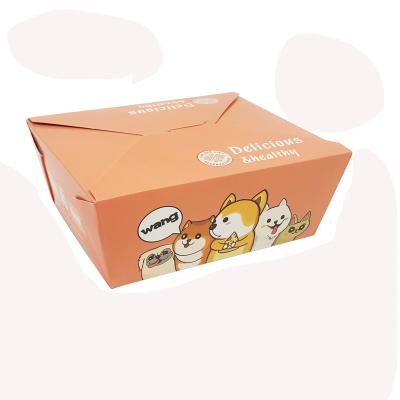 China Disposable Catering Restaurant Disposable Paper Lunch Box Food Container Custom Paper Box Packing Fast Food for sale